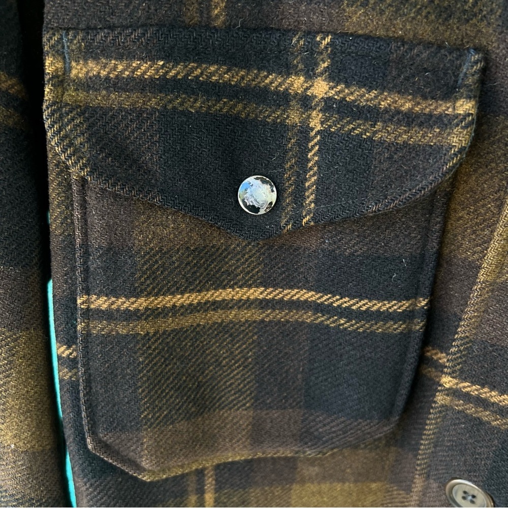 Pendleton Vintage Wool 70’s black and brown plaid shirt jacket SIZE LARGE - Picture 4 of 8